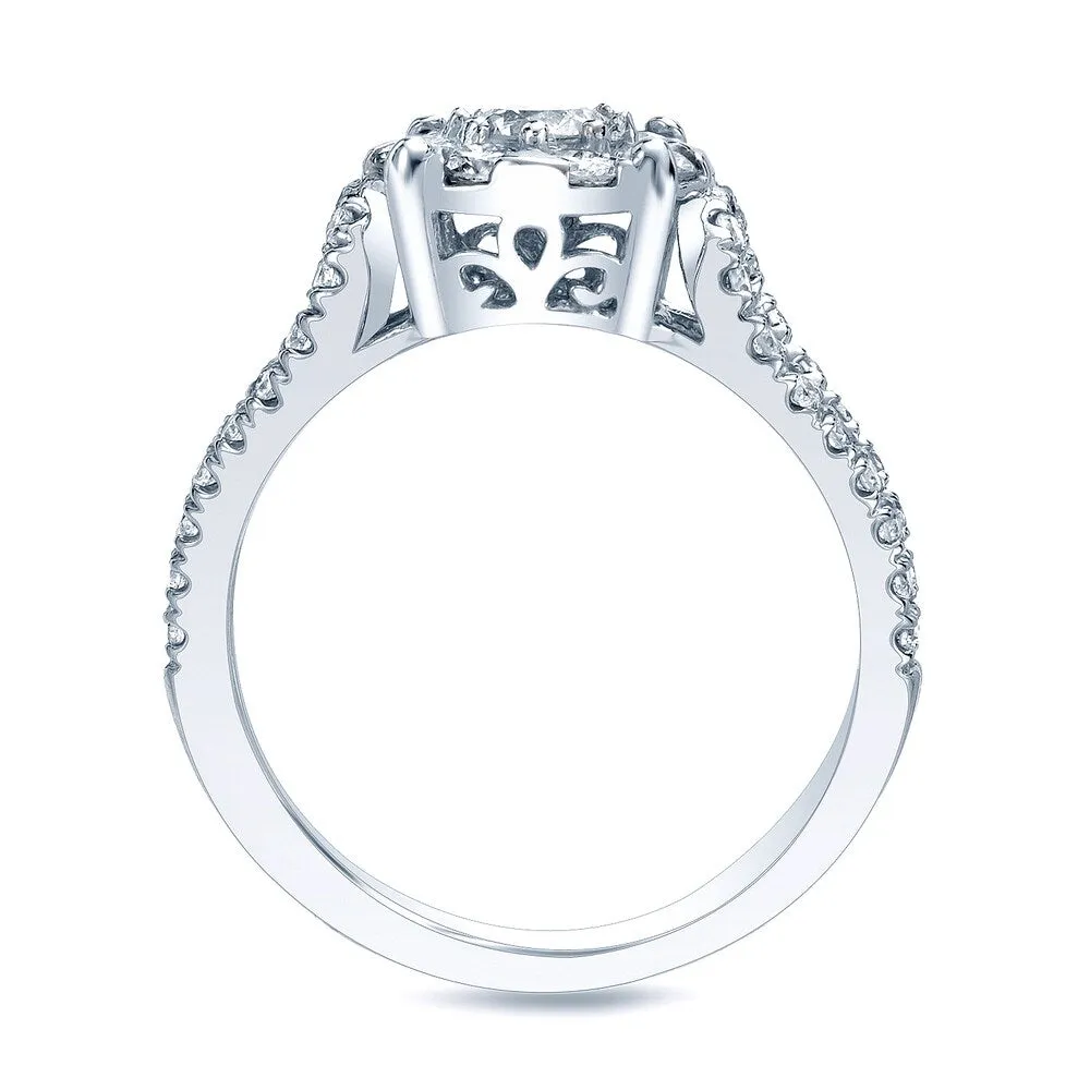 Auriya Modern 1 carat TW Round Halo Diamond Engagement Ring Set Platinum Gold sold by Zulily product image thumbnail 3