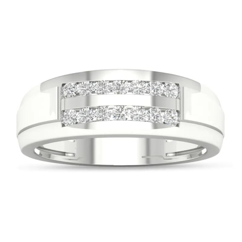 De Couer 10k White Gold 1/4 ct TDW Diamond Men's Wedding Band sold by Zulily