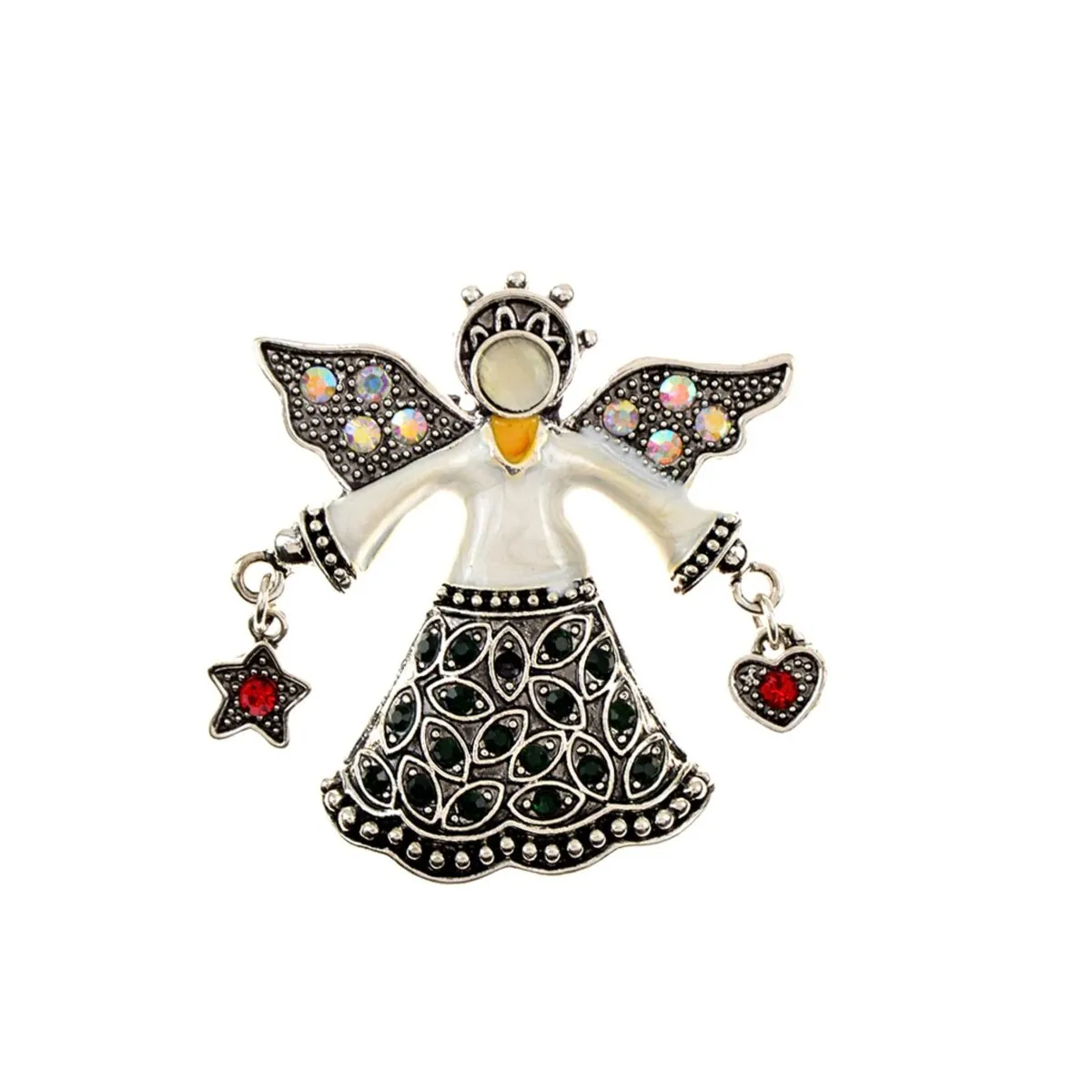 Don't AsK White & Black Crystal Angel Brooch sold by Zulily