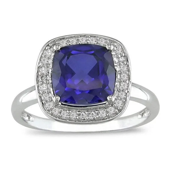 Miadora 10k Gold Created Sapphire and 1/10ct TDW Diamond Ring (I-J, I2-I3) sold by Zulily