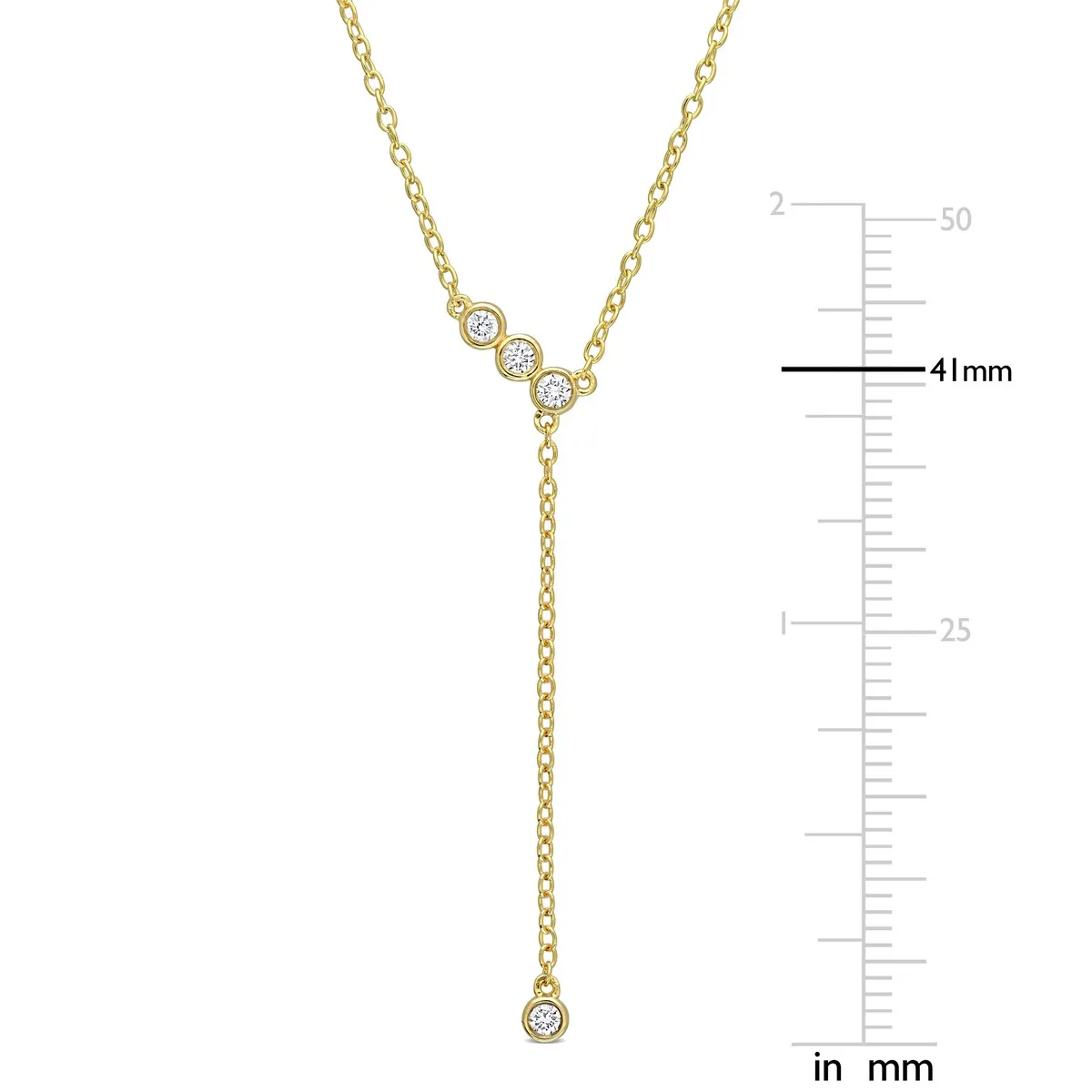 Eternally Yours 1/8ct TW Lab-Grown Diamond Lariat Y-Necklace in 18k Yellow Gold Plated Sterling Silver sold by Zulily product image thumbnail 3