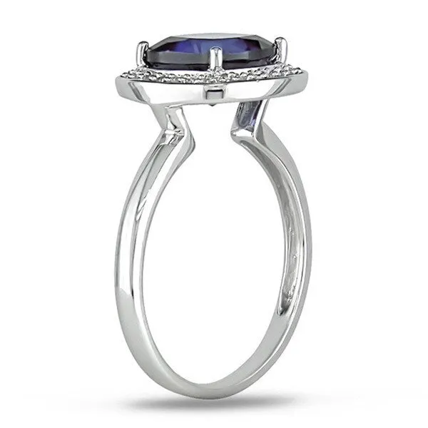 Miadora 10k Gold Created Sapphire and 1/10ct TDW Diamond Ring (I-J, I2-I3) sold by Zulily product image thumbnail 3