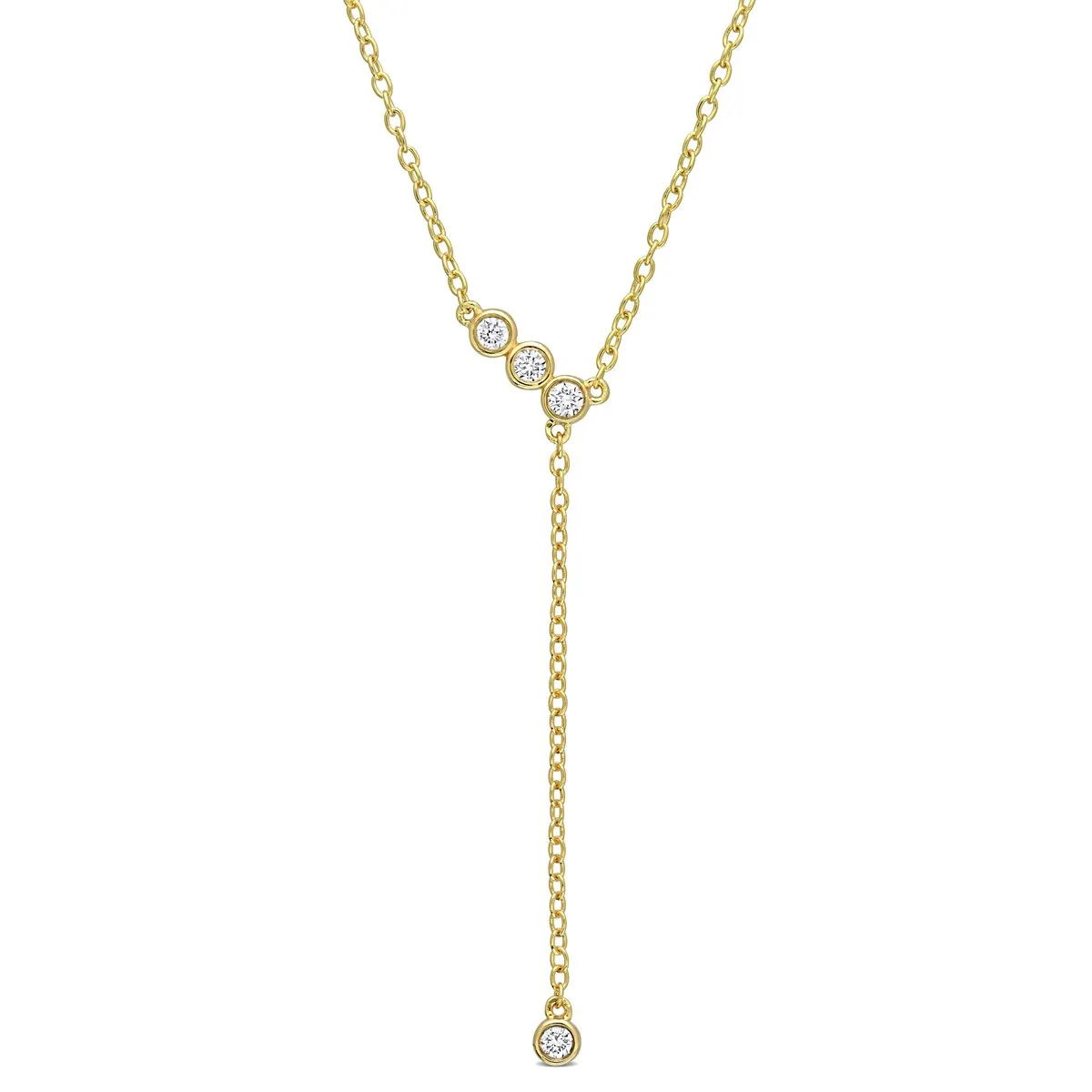 Eternally Yours 1/8ct TW Lab-Grown Diamond Lariat Y-Necklace in 18k Yellow Gold Plated Sterling Silver sold by Zulily