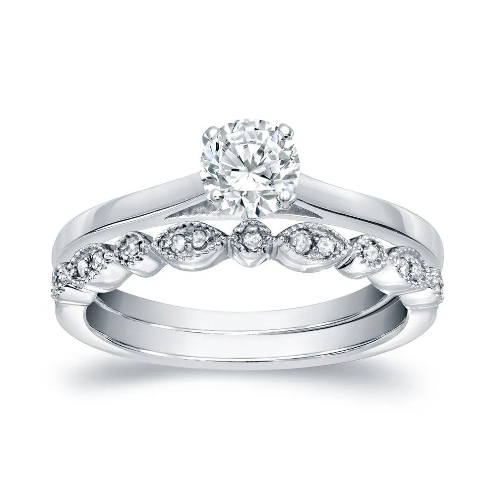 Auriya 14k Gold 1/2ctw Vintage Round Solitaire Diamond Engagement Ring Set sold by Zulily product image thumbnail 3