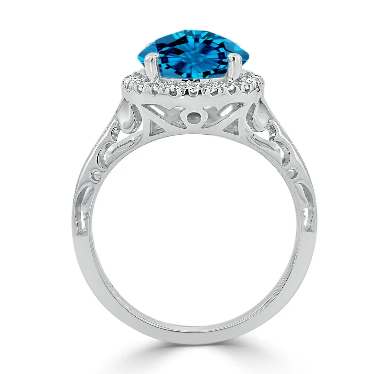 Auriya 2 5/8ct Fancy Round Swiss Blue Topaz and Halo Diamond Engagement Ring 1/5ctw 14k Gold sold by Zulily product image thumbnail 5