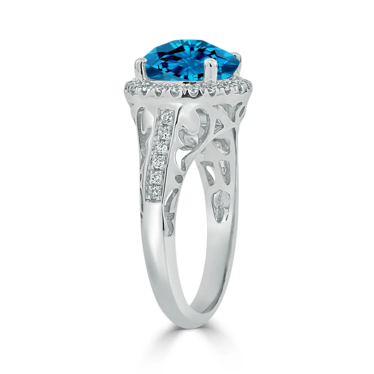 Auriya 2 5/8ct Fancy Round Swiss Blue Topaz and Halo Diamond Engagement Ring 1/5ctw 14k Gold sold by Zulily product image thumbnail 4