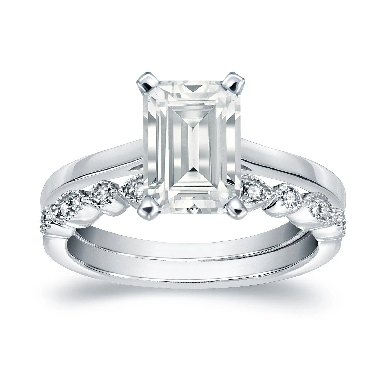 Auriya 14k Gold 1 1/6ctw Vintage Emerald-cut Solitaire Diamond Engagement Ring Set sold by Zulily product image thumbnail 3