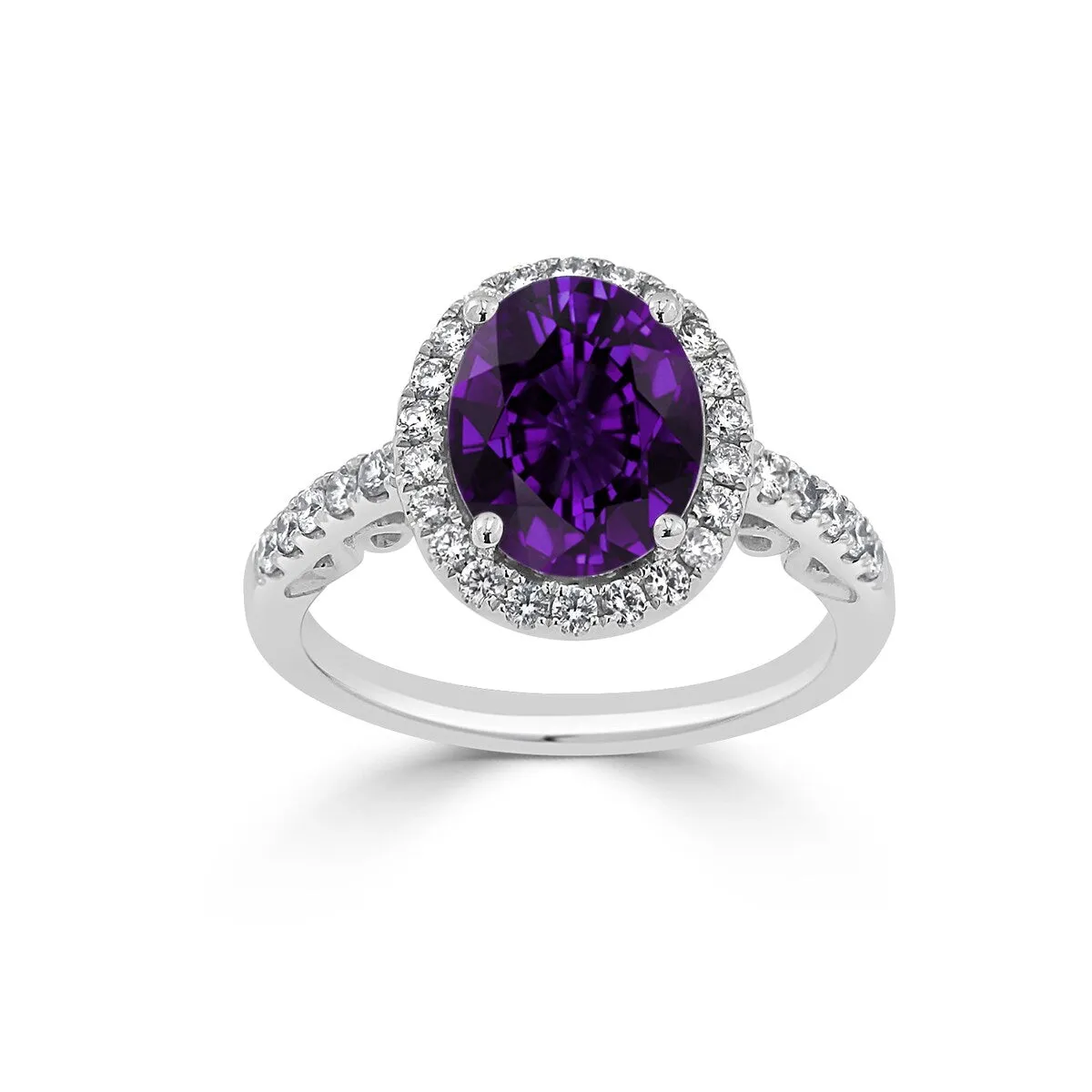 Auriya 1 3/4ct Oval Purple Amethyst and Halo Diamond Engagement Ring 3/8ctw 14k Gold sold by Zulily product image thumbnail 3