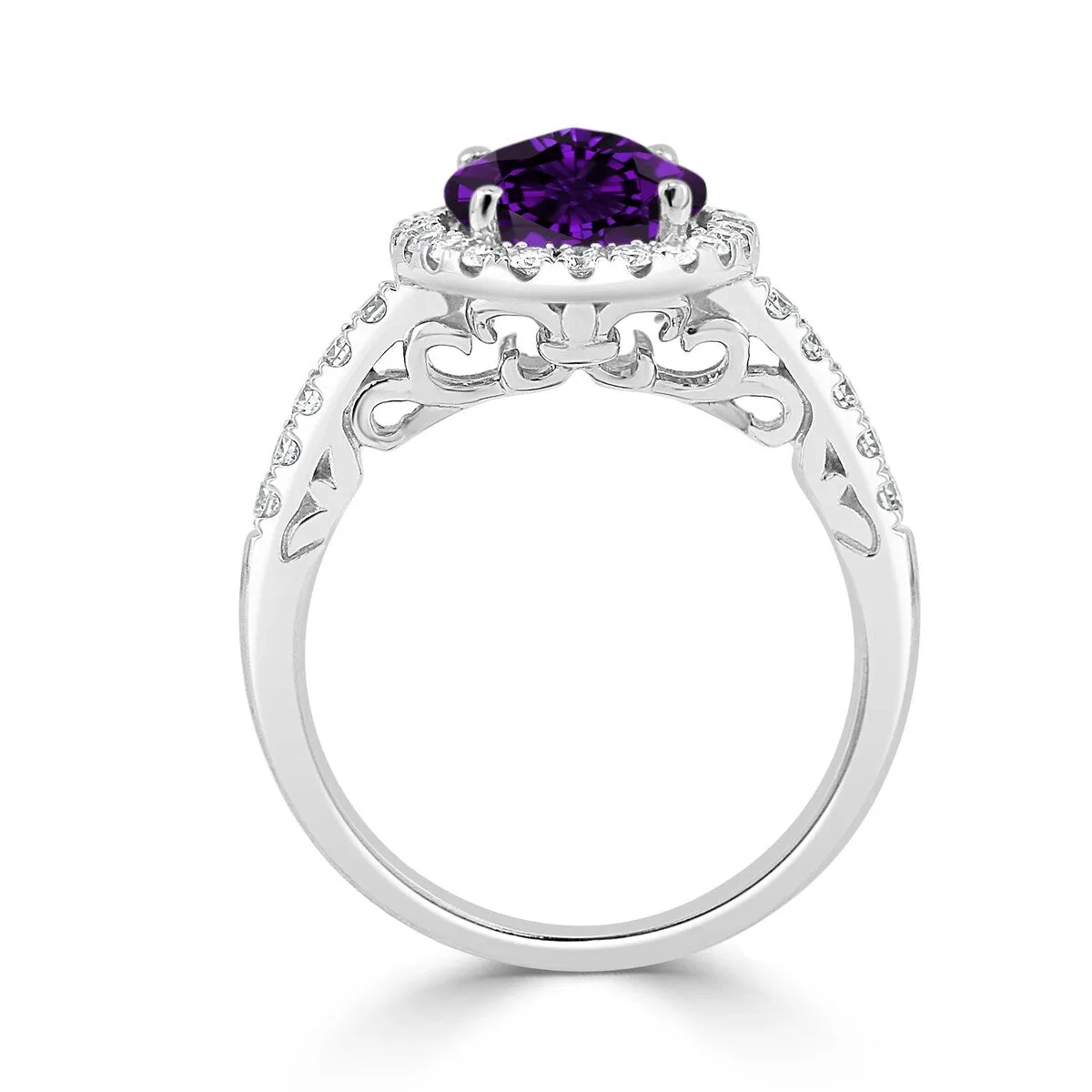 Auriya 1 3/4ct Oval Purple Amethyst and Halo Diamond Engagement Ring 3/8ctw 14k Gold sold by Zulily product image thumbnail 5
