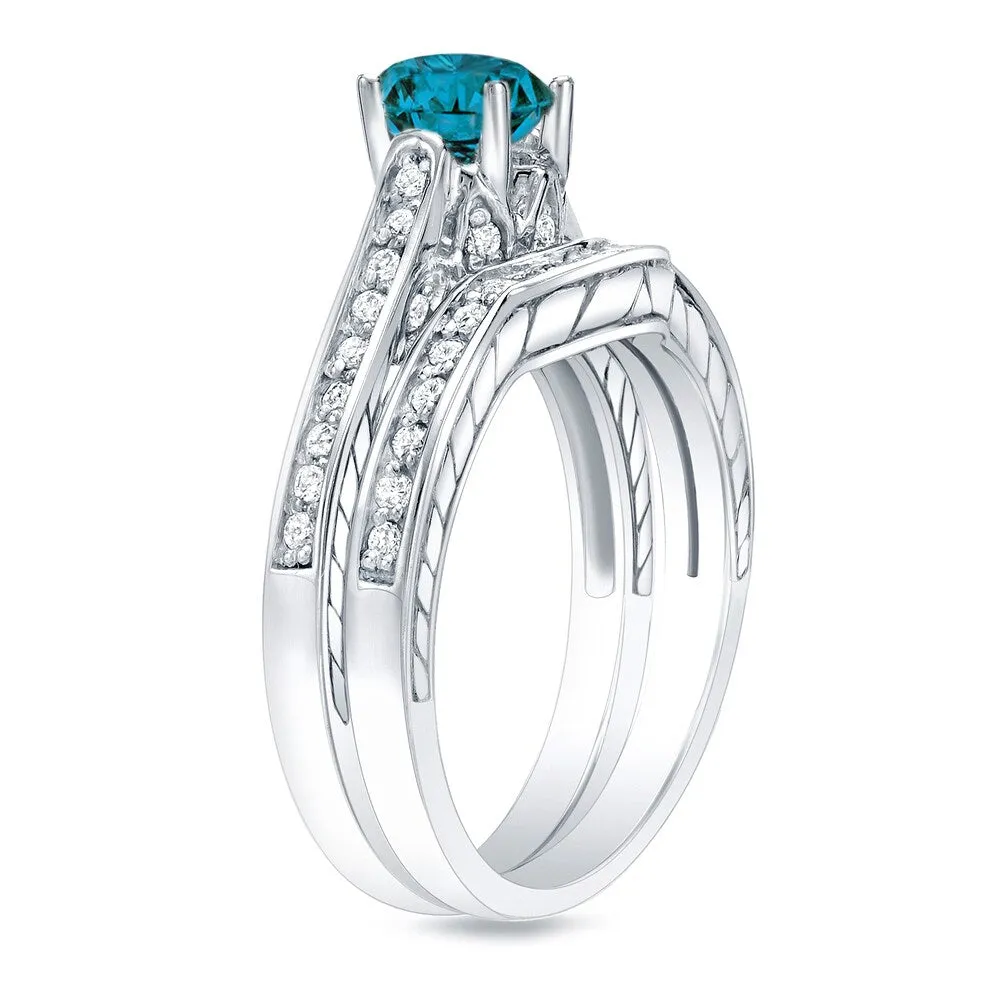 Auriya 14k Gold 1ctw Unique Blue Diamond Engagement Ring Set sold by Zulily product image thumbnail 3