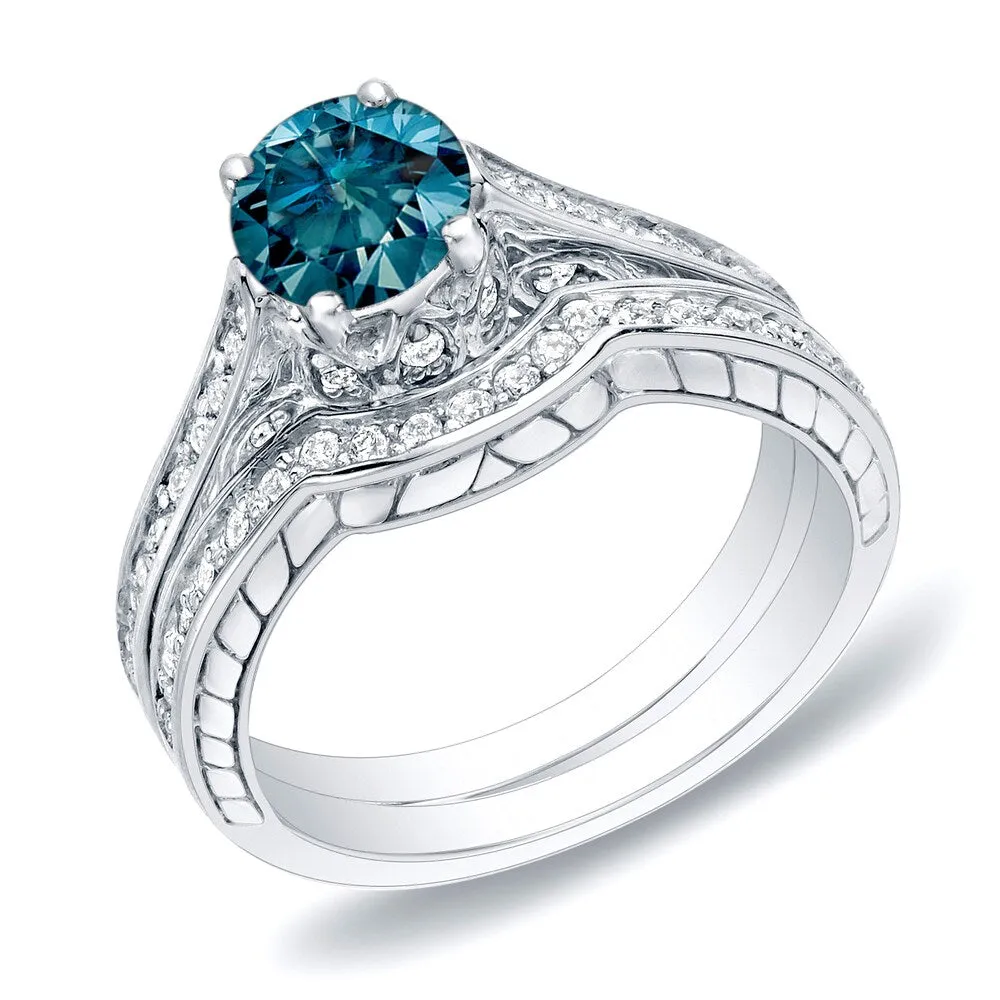 Auriya 14k Gold 1ctw Unique Blue Diamond Engagement Ring Set sold by Zulily