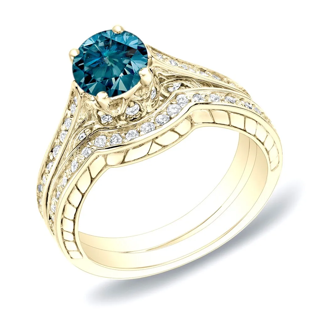 Auriya 14k Gold 1ctw Unique Blue Diamond Engagement Ring Set sold by Zulily product image thumbnail 2