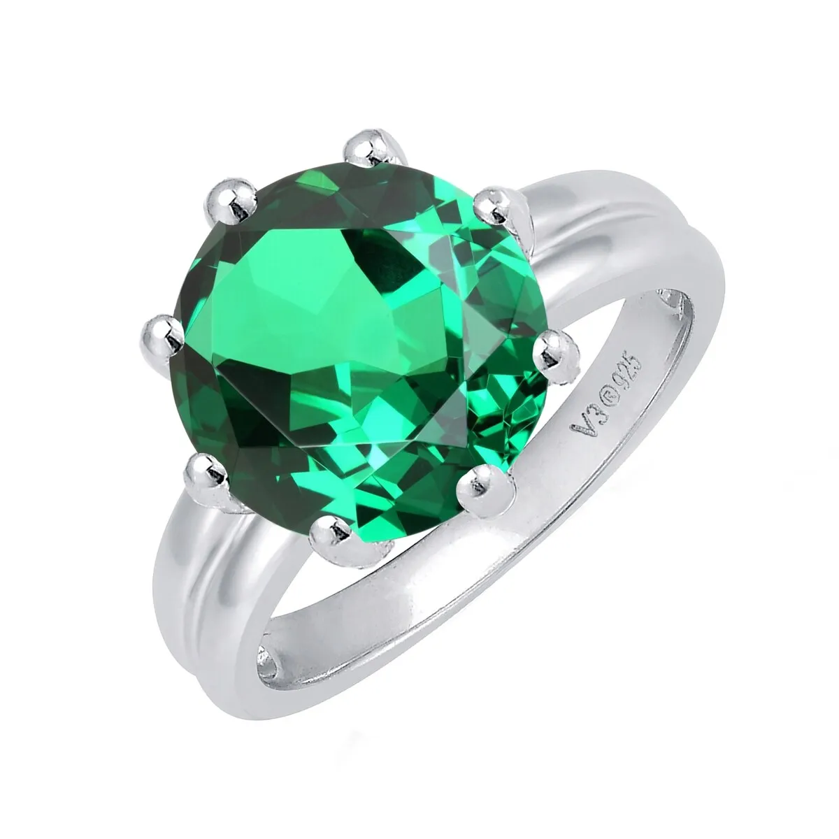 3 Carat Emerald Sterling Silver Solitaire Ring sold by Zulily product image thumbnail 2