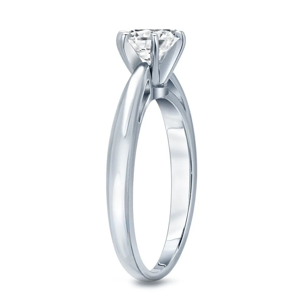 Auriya Platinum Certified 1.00ct TDW Round 6-Prong Solitaire Diamond Engagement Ring sold by Zulily product image thumbnail 3