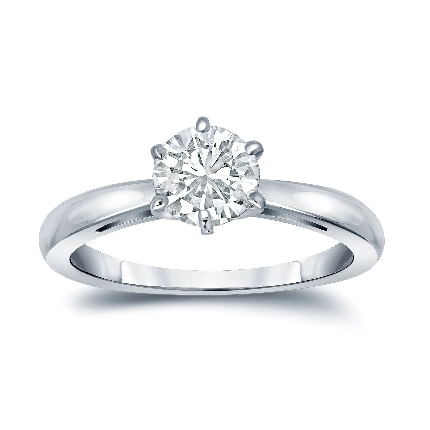 Auriya Platinum Certified 1.00ct TDW Round 6-Prong Solitaire Diamond Engagement Ring sold by Zulily product image thumbnail 5