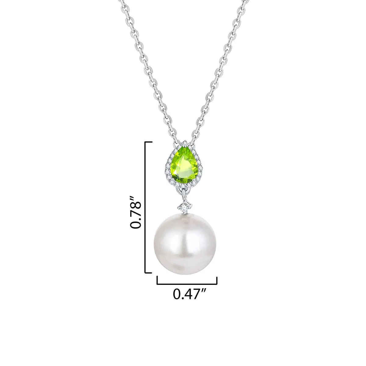 Natural Peridot and Shell Pearl Drop Pendant with 18" Chain sold by Zulily product image thumbnail 3