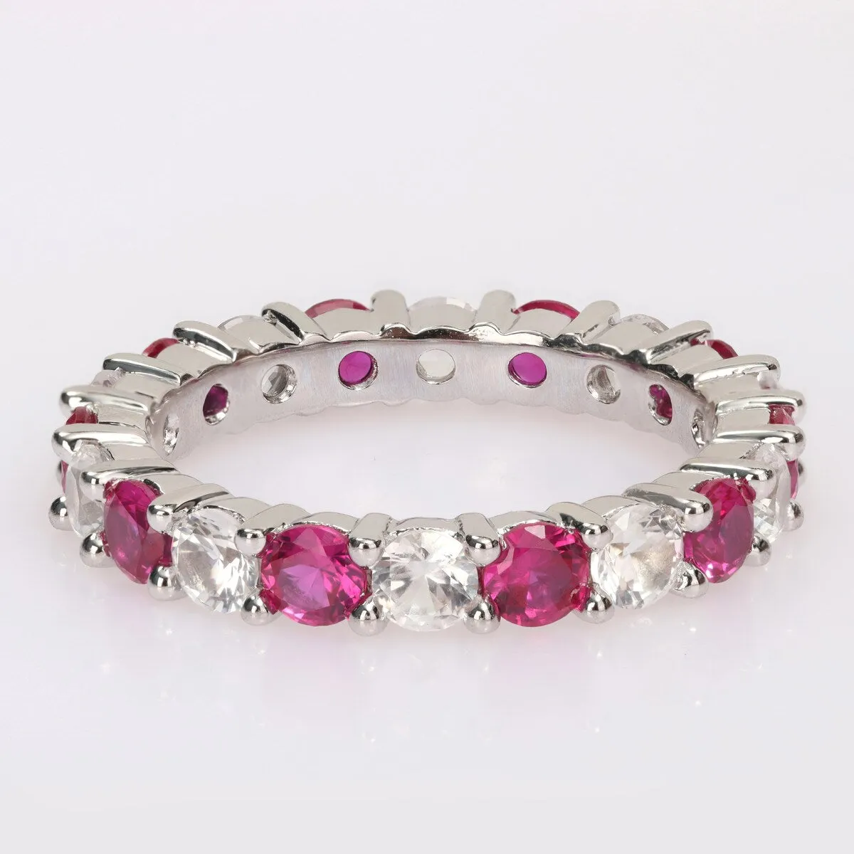Miadora Created Ruby and Created White Sapphire Stackable Full-Eternity Band Ring in Sterling Silver sold by Zulily