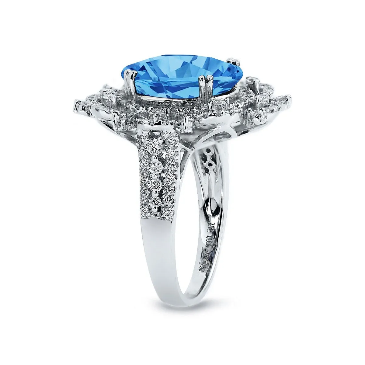 Auriya 4 3/4ct Fancy Oval Swiss Blue Topaz Halo Diamond Engagement Ring 1ctw 18K Gold sold by Zulily product image thumbnail 3