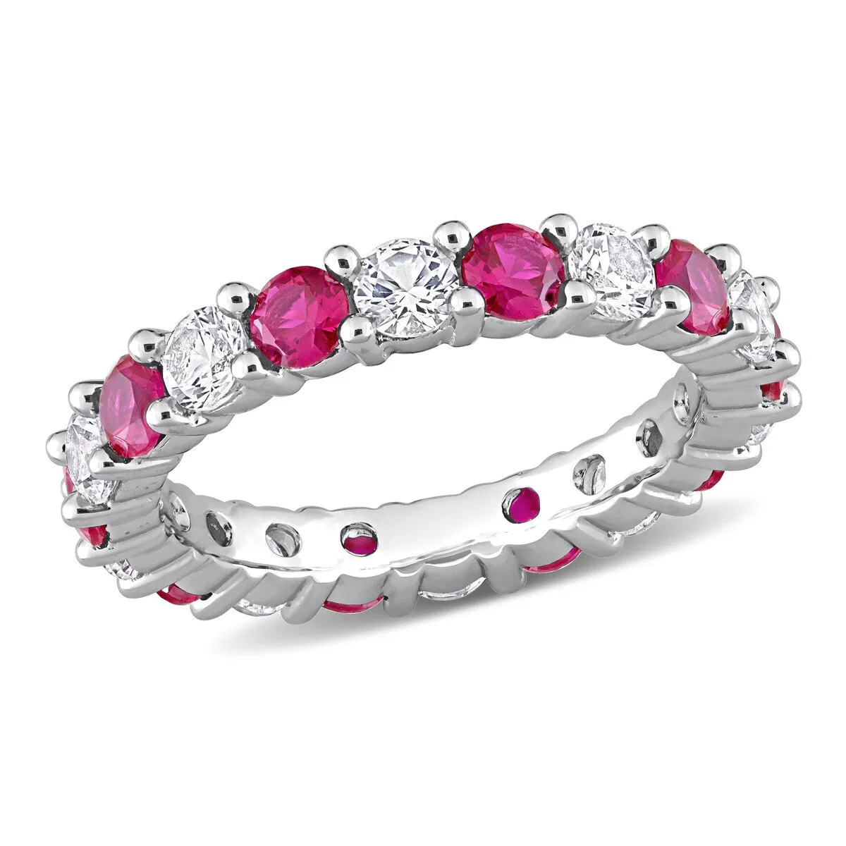 Miadora Created Ruby and Created White Sapphire Stackable Full-Eternity Band Ring in Sterling Silver sold by Zulily product image thumbnail 2