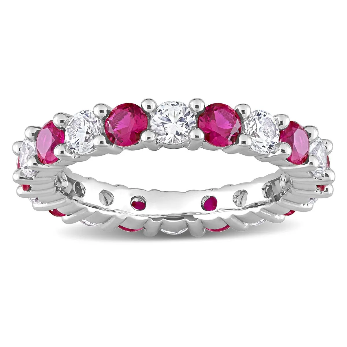 Miadora Created Ruby and Created White Sapphire Stackable Full-Eternity Band Ring in Sterling Silver sold by Zulily product image thumbnail 3