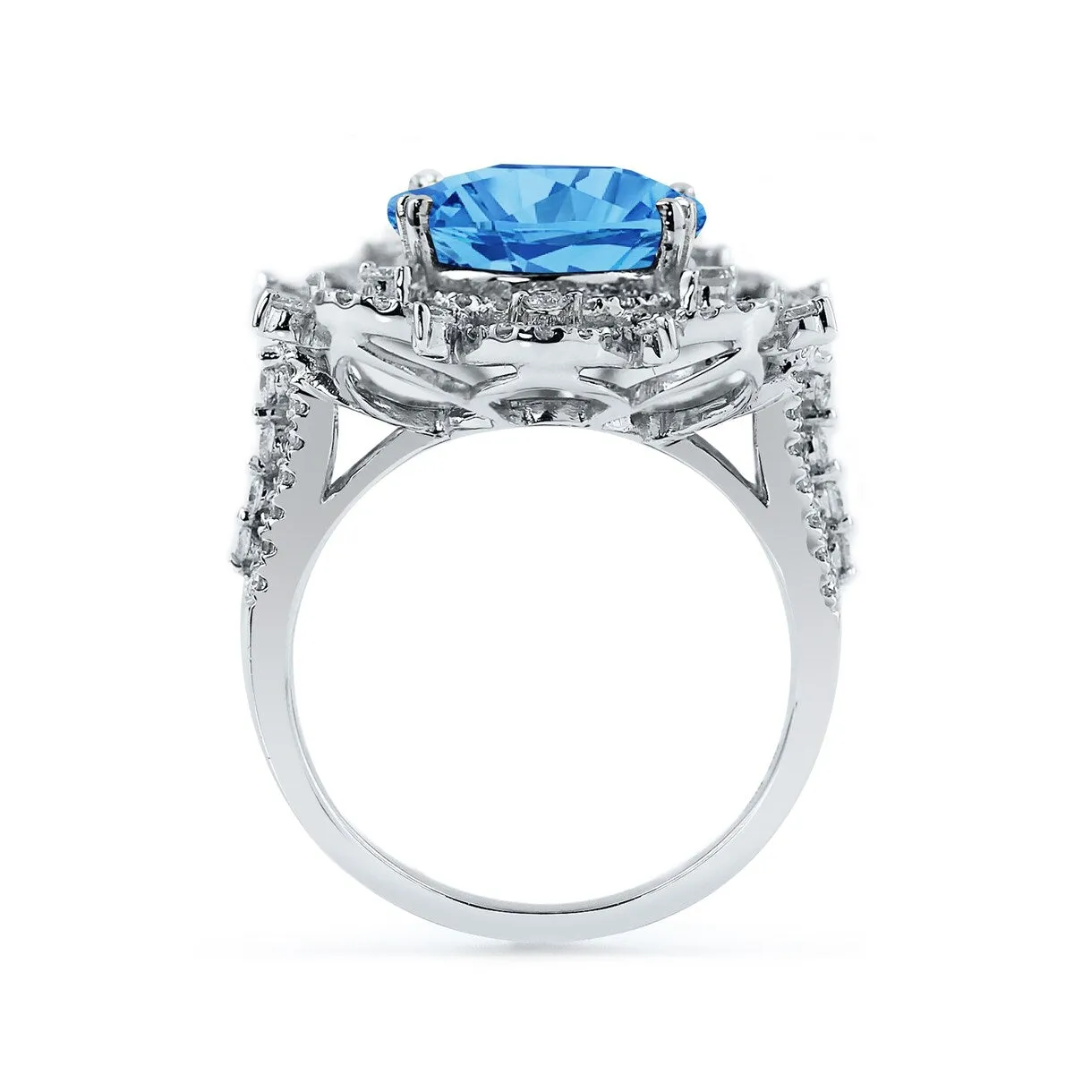 Auriya 4 3/4ct Fancy Oval Swiss Blue Topaz Halo Diamond Engagement Ring 1ctw 18K Gold sold by Zulily product image thumbnail 4