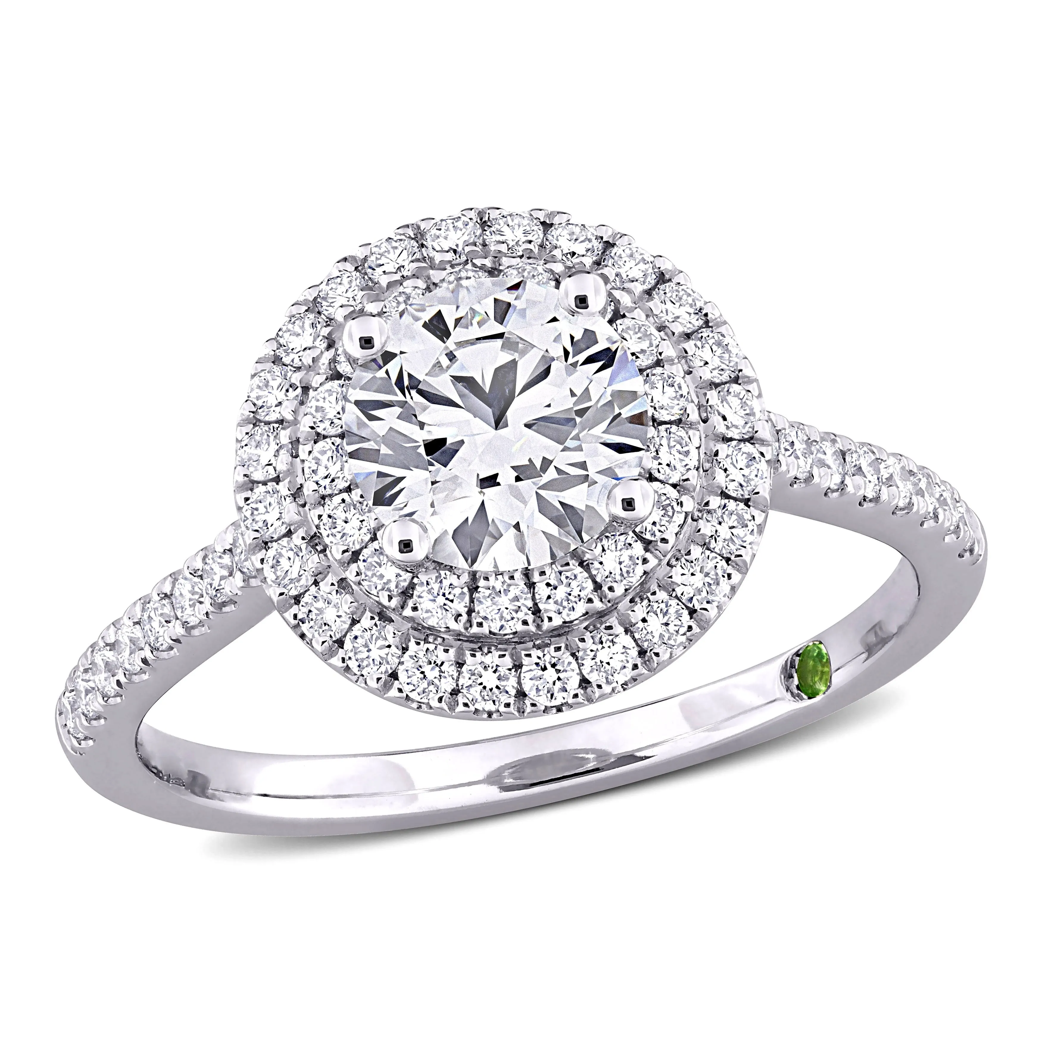 Created Forever 1 3/8ct TDW Lab-Grown Diamond and Tsavorite Accent Engagement Ring in 14k White Gold sold by Zulily