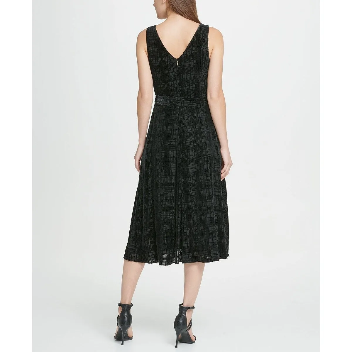 DKNY Women's Velvet Double V Wrap MIDI Dress Black Size 2 sold by Zulily product image thumbnail 3