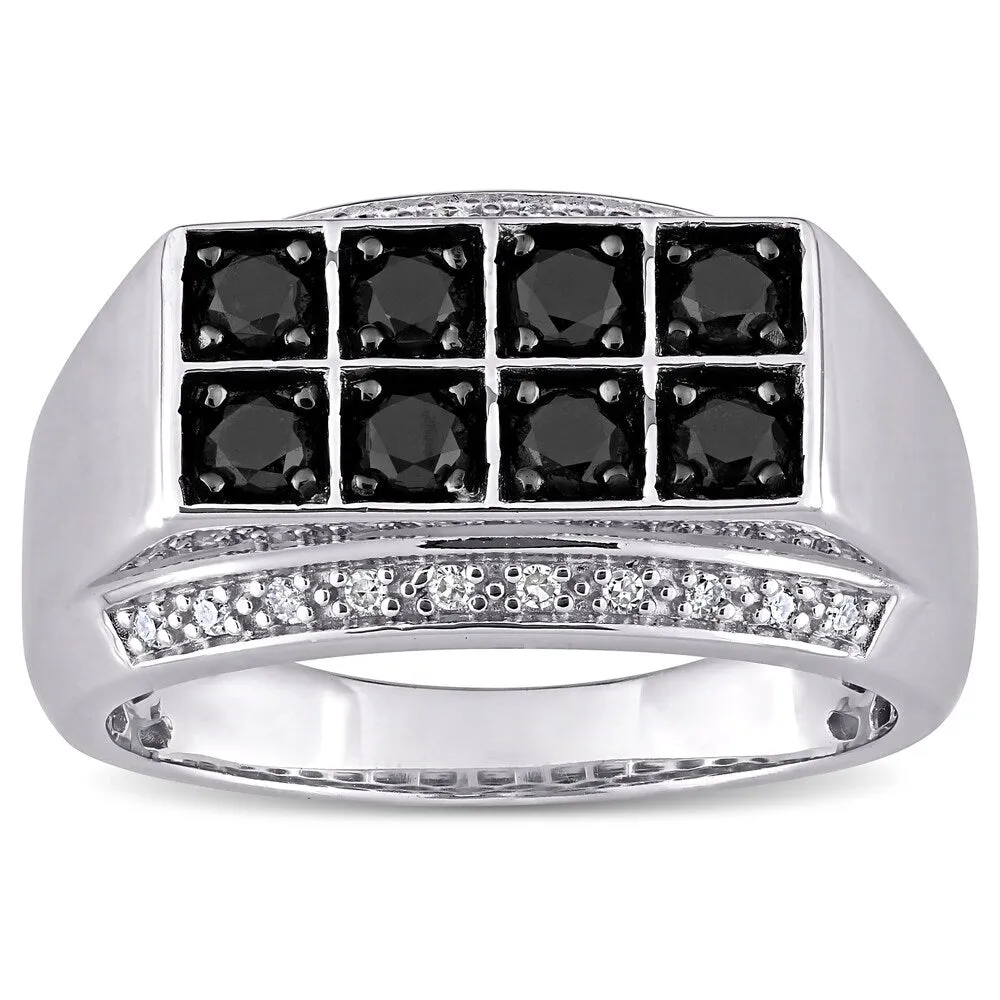 Miadora Sterling Silver Men's 1ct TDW Black and White Diamond Double Row Band Ring sold by Zulily product image thumbnail 5