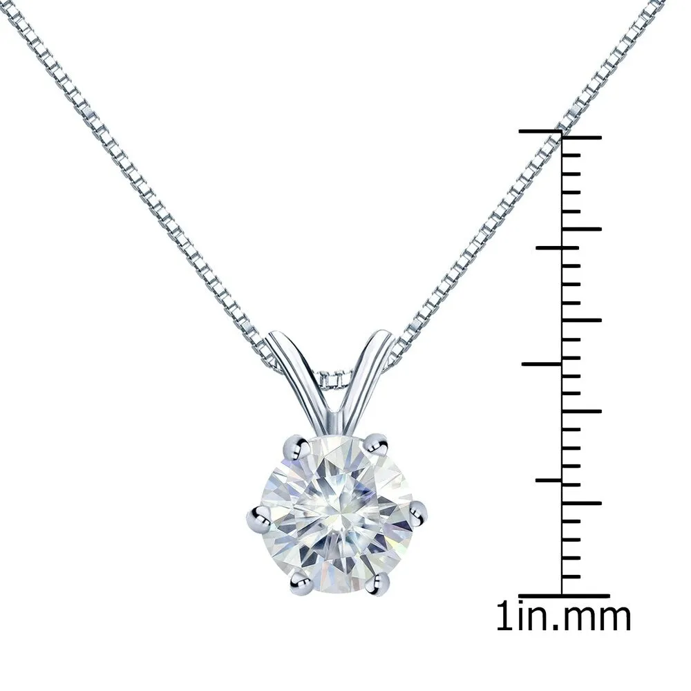 Auriya Round Solitaire Moissanite Necklace 2ctw 6-prong Basket Platinum - 8.2 mm sold by Zulily product image thumbnail 4