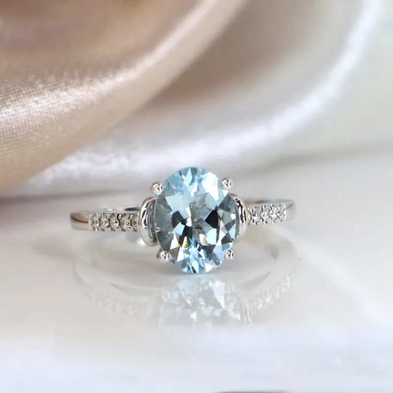 Auriya 1 1/5ct Fancy Oval Aquamarine and Diamond Engagement Ring 1/6ctw 14k Gold sold by Zulily