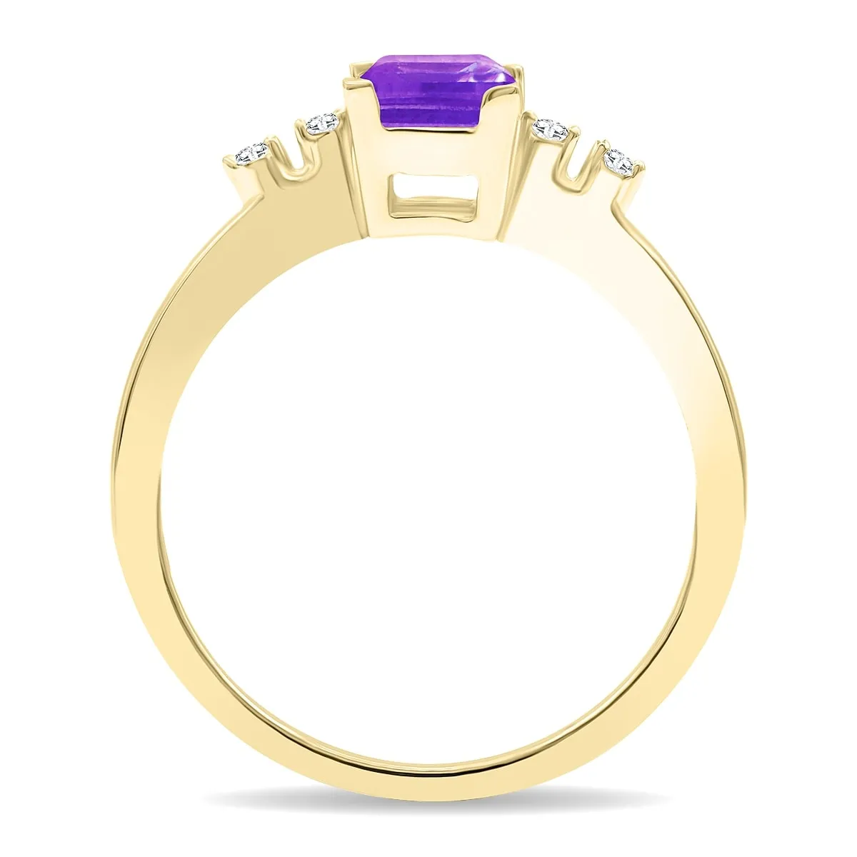 Women's Square Shaped Amethyst and Diamond Sparkle Ring in 10K Yellow Gold sold by Zulily product image thumbnail 2