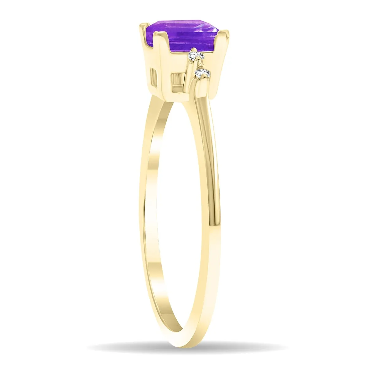 Women's Square Shaped Amethyst and Diamond Sparkle Ring in 10K Yellow Gold sold by Zulily product image thumbnail 3