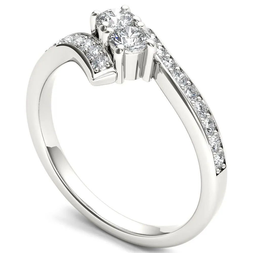 De Couer 14k White Gold 1ct TDW Diamond Two-Stone Ring - White H-I sold by Zulily product image thumbnail 5
