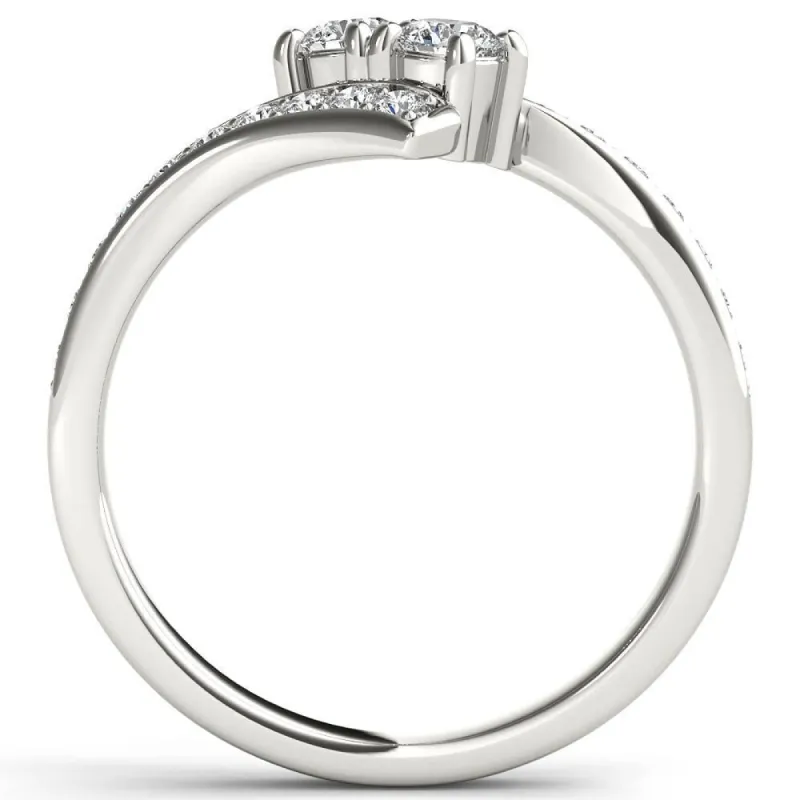 De Couer 14k White Gold 1ct TDW Diamond Two-Stone Ring - White H-I sold by Zulily