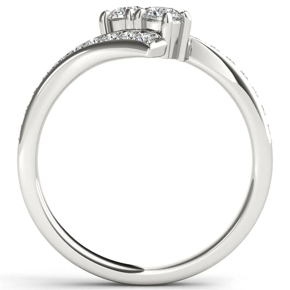 De Couer 14k White Gold 1ct TDW Diamond Two-Stone Ring - White H-I sold by Zulily