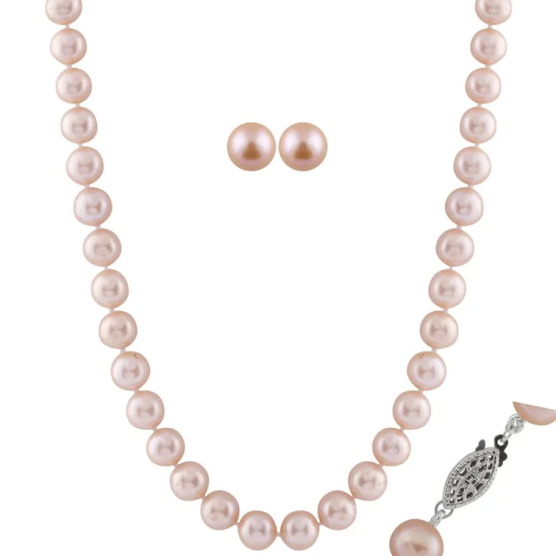 Rhodium-plated Sterling Silver Pink Freshwater Pearl Set sold by Zulily