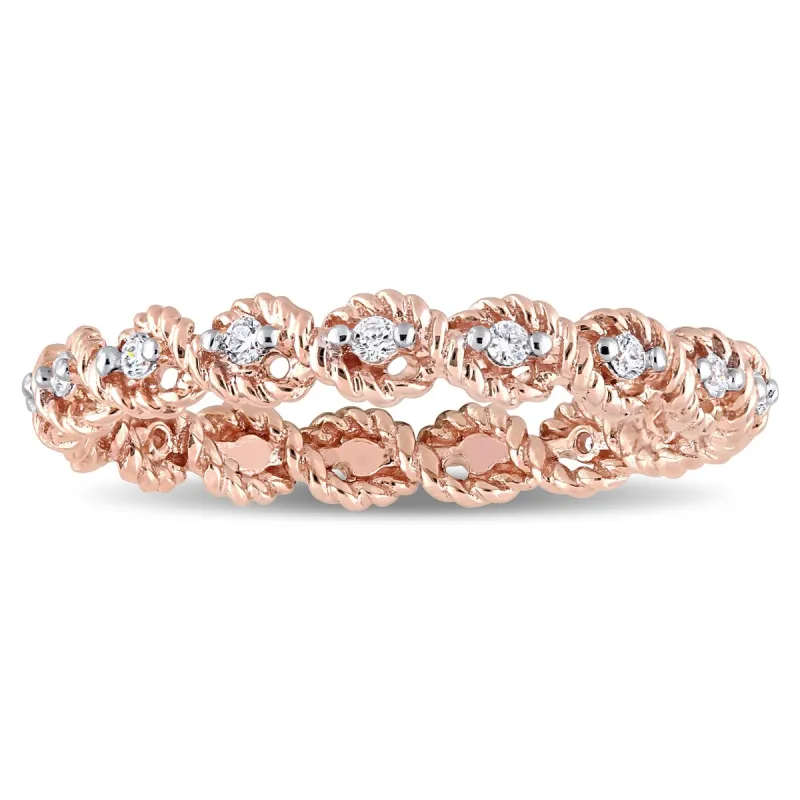 Miadora 10k Rose Gold 1/6ct TDW Diamond Woven Infinity Eternity Band - White sold by Zulily