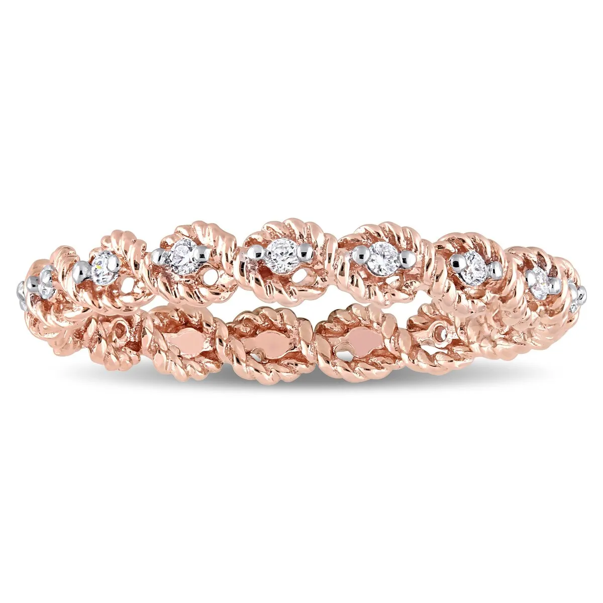 Miadora 10k Rose Gold 1/6ct TDW Diamond Woven Infinity Eternity Band - White sold by Zulily