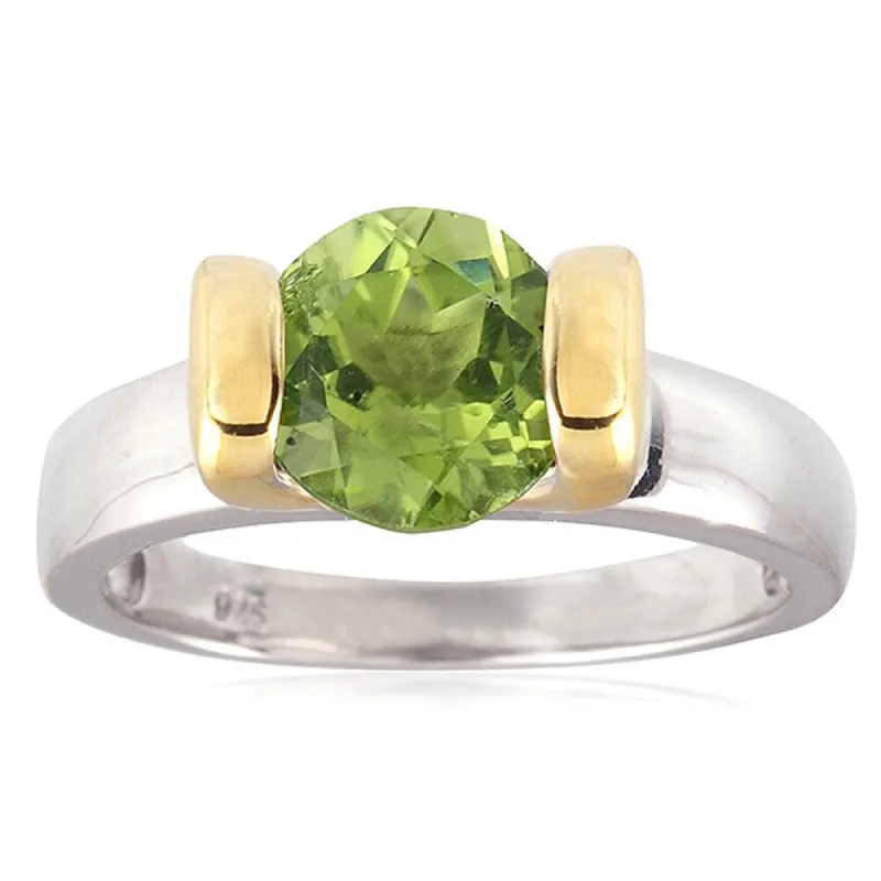 Two Tone Sterling Silver 2.10cttw Peridot Solitaire Ring sold by Zulily
