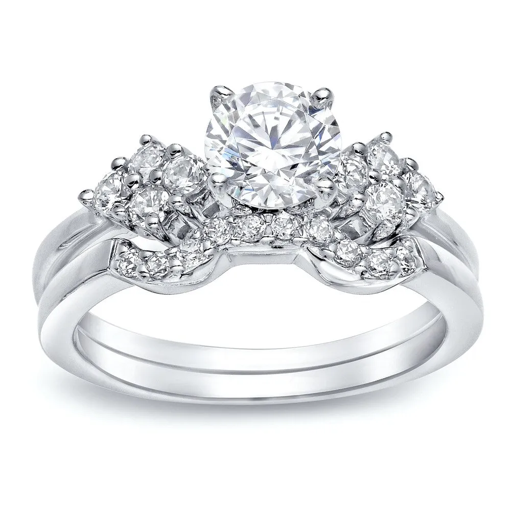 Auriya Platinum 1 carat TW Round Diamond Engagement Ring Set sold by Zulily