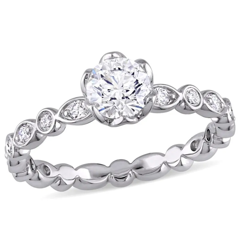 Miadora 14k White Gold 1ct TDW Diamond Floral Infinity Engagement Ring sold by Zulily