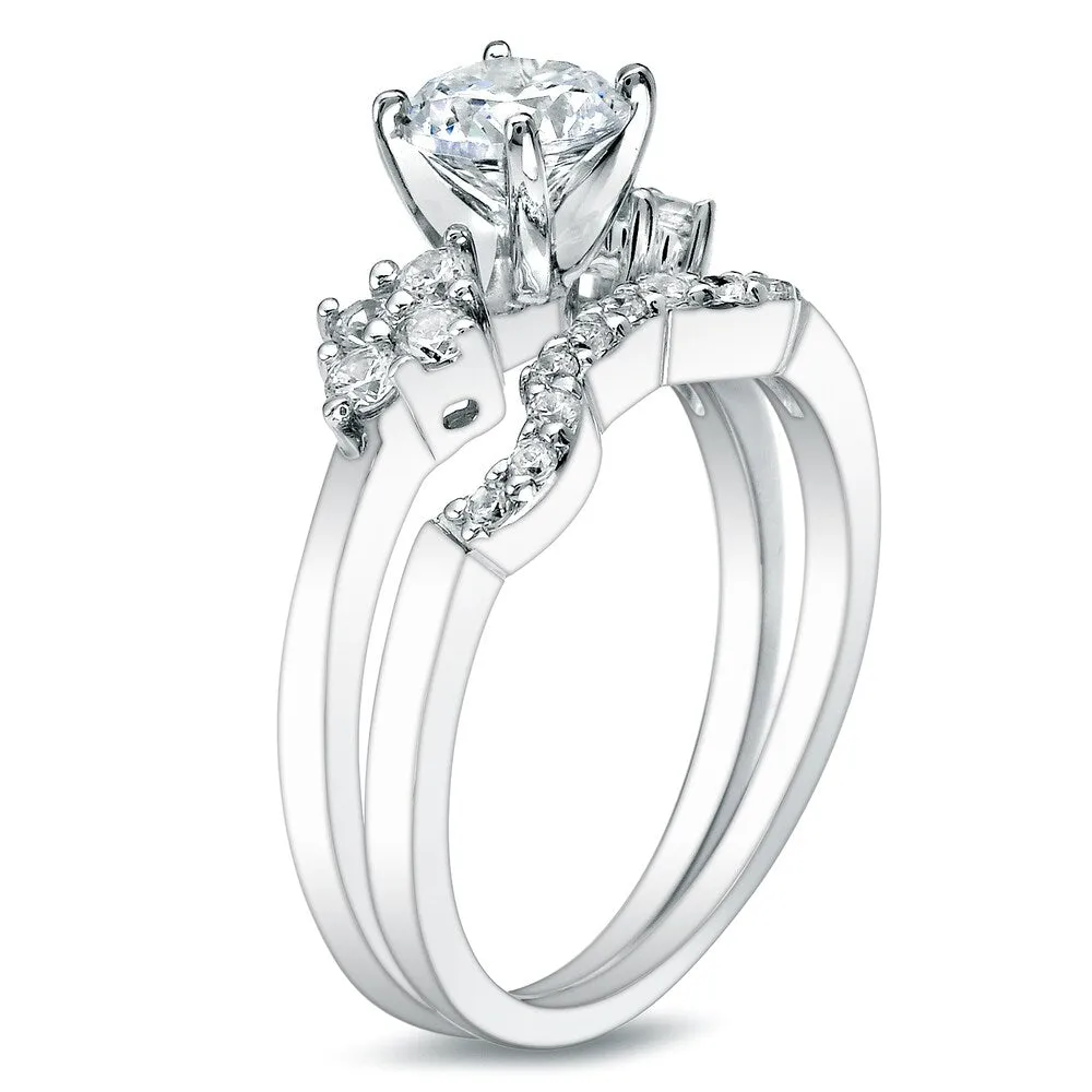 Auriya Platinum 1 carat TW Round Diamond Engagement Ring Set sold by Zulily product image thumbnail 4