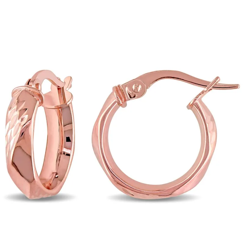 Miadora 10k Rose Gold Diamond-cut Twist Italian Hoop Earrings - Pink sold by Zulily