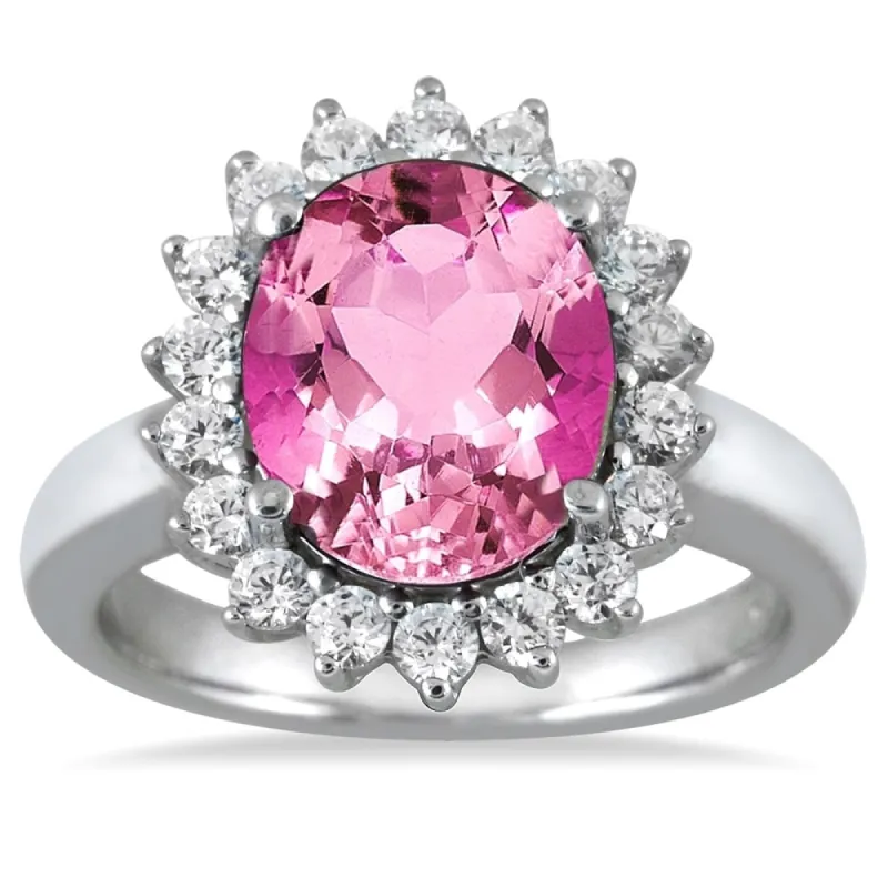 14K White Gold 4 Carat Pink Topaz and Diamond Ring in 14K White Gold sold by Zulily