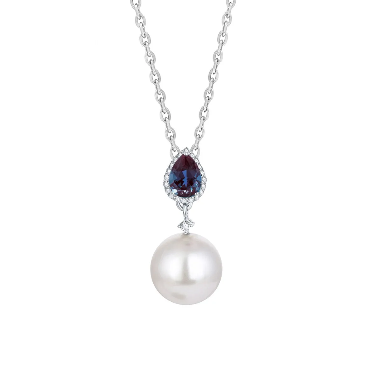 Shell Pearl, Color Changing Alexandrite and White Topaz Sterling Silver Drop Pendant sold by Zulily