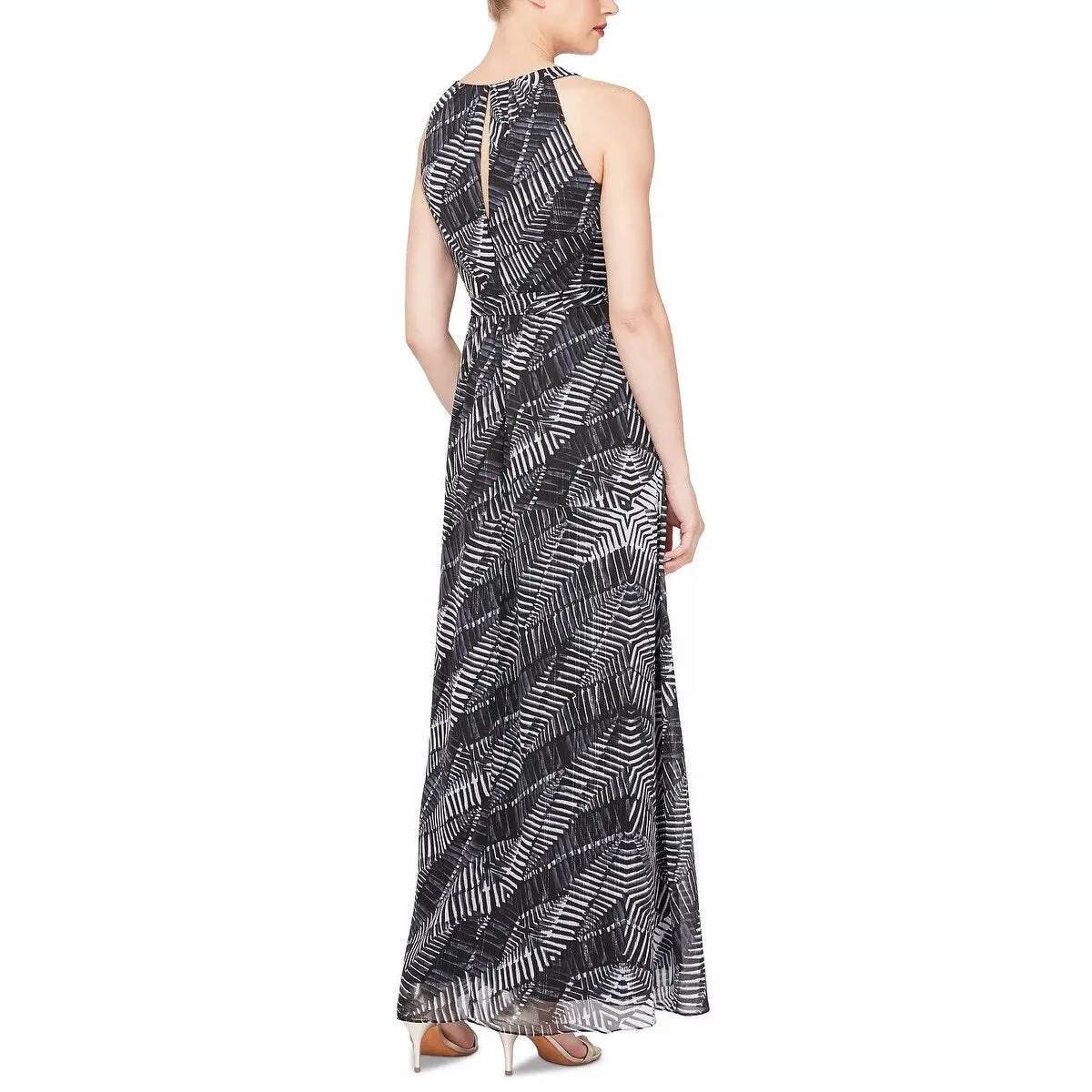 Slny Women's Gray Printed Sleeveless Halter Maxi Sheath Dress Charcoal Size 6 sold by Zulily product image thumbnail 2