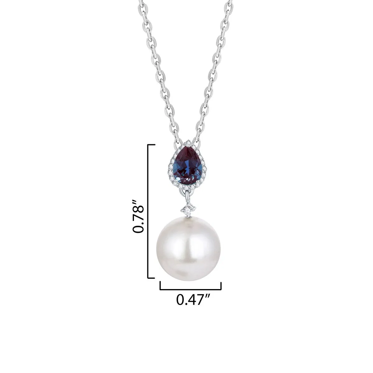 Shell Pearl, Color Changing Alexandrite and White Topaz Sterling Silver Drop Pendant sold by Zulily product image thumbnail 3