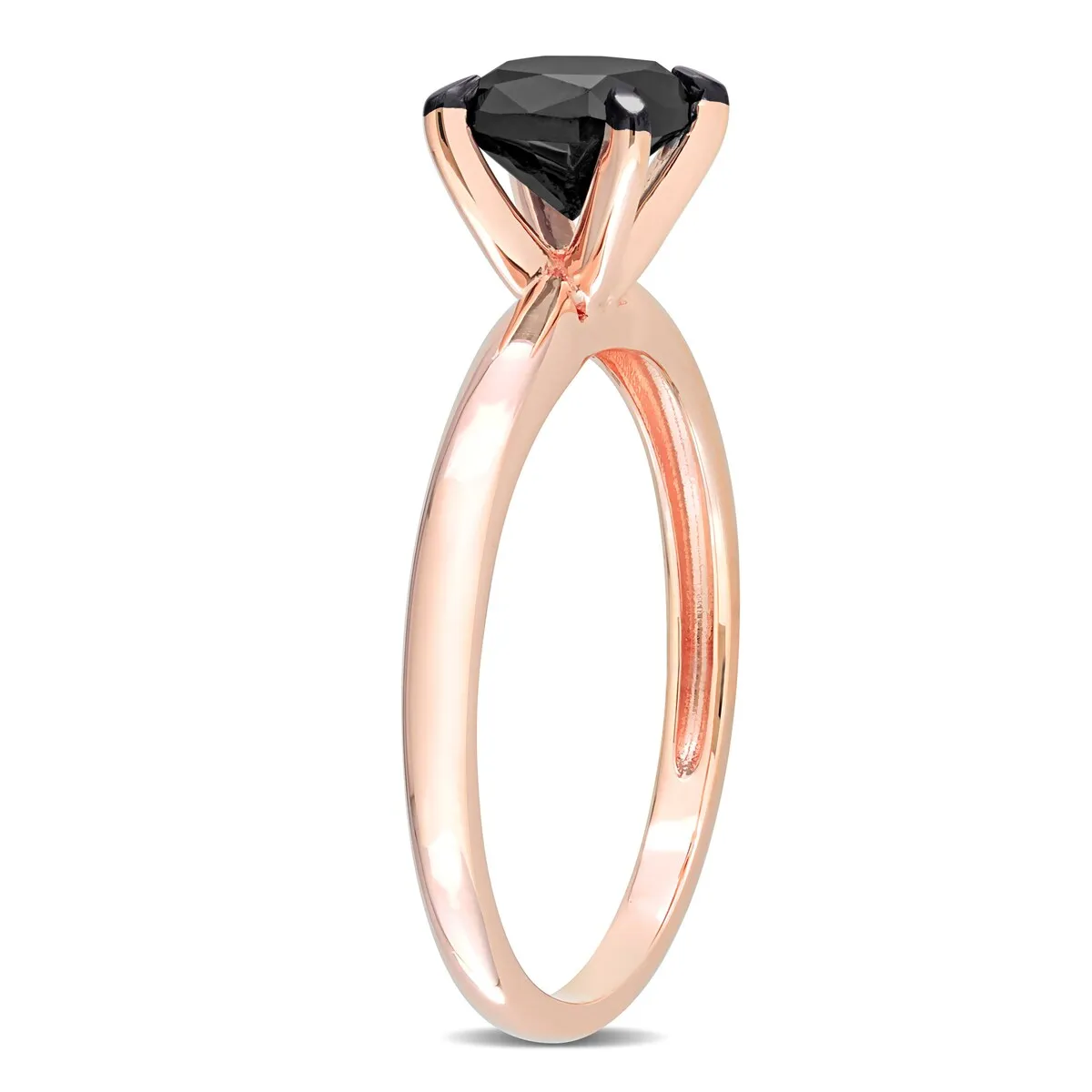 Miadora 1ct TDW Cushion-cut Black Diamond Solitaire Engagement Ring in 14k Rose Gold sold by Zulily product image thumbnail 4
