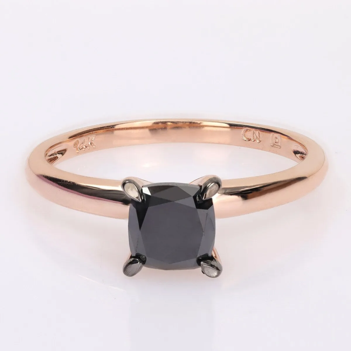 Miadora 1ct TDW Cushion-cut Black Diamond Solitaire Engagement Ring in 14k Rose Gold sold by Zulily