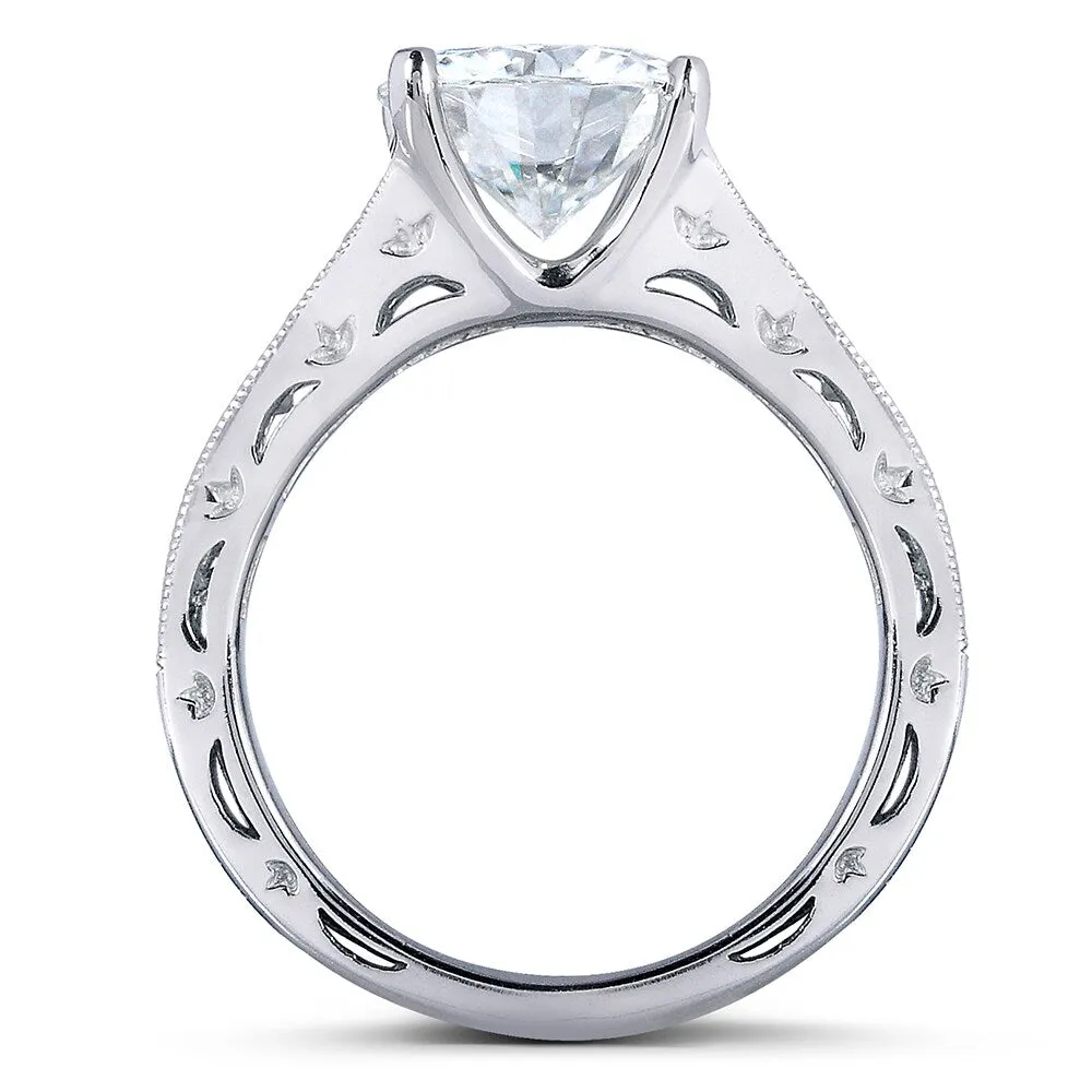 Annello by Kobelli 14k White Gold 2 4/5ct TGW Forever One DEF Moissanite and Diamond Channel Milgrain Vintage Bridal Set sold by Zulily product image thumbnail 4